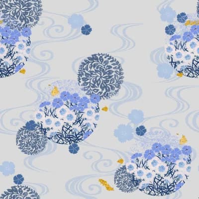 Yuki Osada Floral Non-Pasted Satin Wallpaper Double Roll — Light Gray