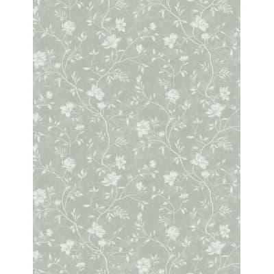 Spring Blossom Magnolia Floral Vine 33' L x 21" W Wallpaper Roll — Green