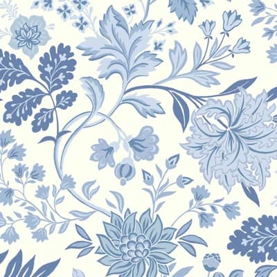 Alicia Floral Non-Pasted Matte Wallpaper Roll — Blue,White