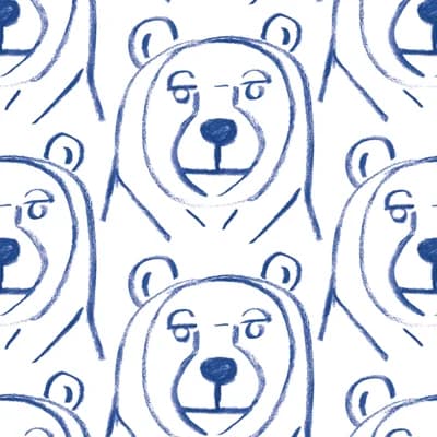 Bears! 10' L x 24" W Peel and Stick Wallpaper Roll — Blue,White