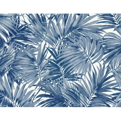 Floral Non-Pasted Wallpaper Roll — Dark Blue