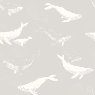 Boråstapeter Whales Wallpaper — Gray