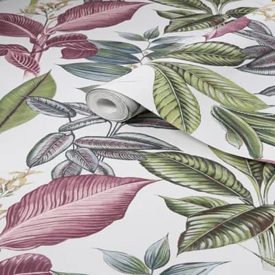 Floral Non-Pasted Matte Wallpaper Double Roll — Pink,Green,White