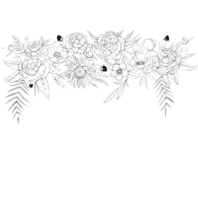 Floral Matte Wall Mural — Black;White