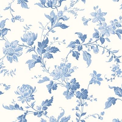 Blomslinga Floral Non-Pasted Matte Wallpaper Roll — Blue,White