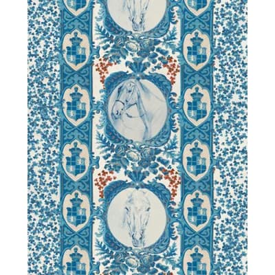 The Derby Non-Pasted Satin and Matte Wallpaper Roll — Blue