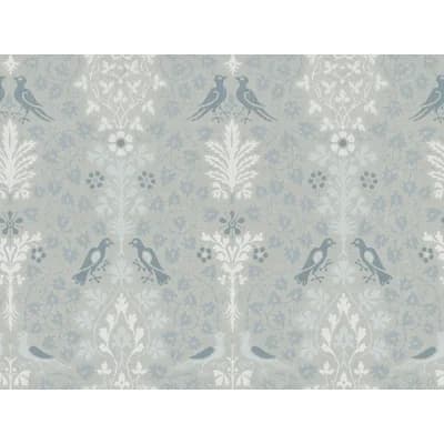 Yuki Osada Damask Non-Pasted Satin Wallpaper Double Roll — Soft Blue