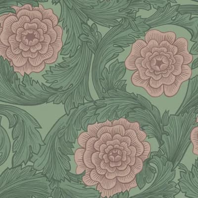 Blomstermala Large Floral Design 33' L x 21" W Wallpaper Roll — Green