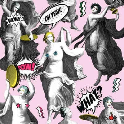 Nouvelle Pop Non-Pasted Satin and Matte Wallpaper Roll — Yellow,Pink,Black