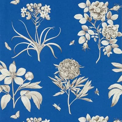 Etchings & Roses Wallpaper — French Blue