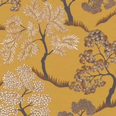 Sublime Floral Non-Pasted Matte Wallpaper Roll — Ochre