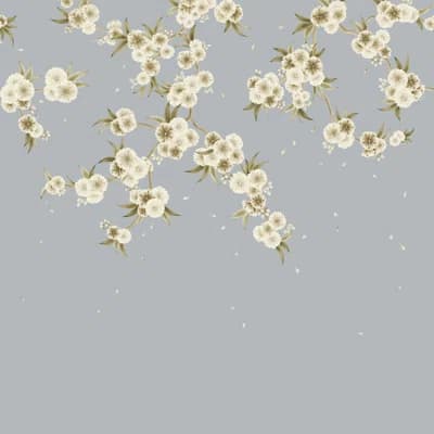 Rosa Wallpaper — Feather Gray,Paper Lantern,Oyster