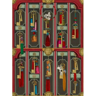 ORIENT EXPRESS Wallpaper Roll — Anthracite,Red,Gold,Orange,Pink