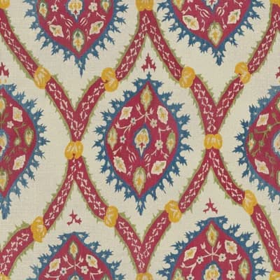 Hippie Spirit Damask and Floral Non-Pasted Matte Wallpaper Roll — Red,Taupe,Yellow,Blue