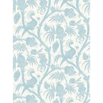 Oriana Balinese Peacock Smooth Wallpaper Roll — Sky