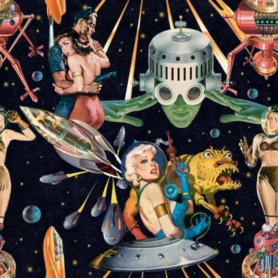 Other Worlds Wallpaper Roll — Blue,Red,Yellow