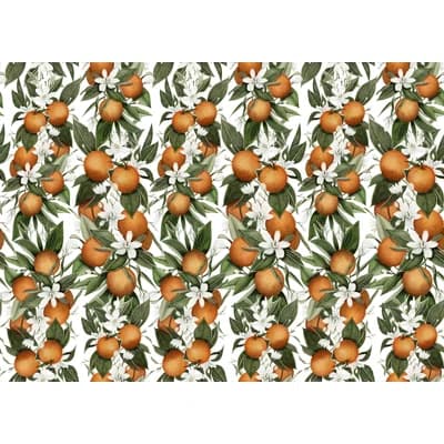 Floral Matte Wall Mural — Green;Orange