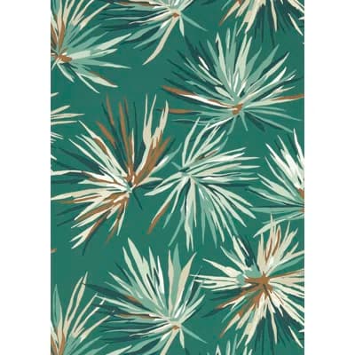 Aucuba Floral Non-Pasted Metallic Wallpaper Roll — Forest,Copper