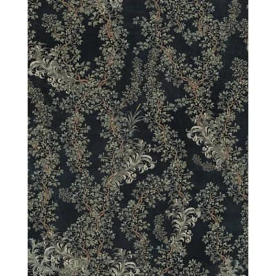 The Transylvanian Manor Floral Non-Pasted Matte Wallpaper Roll — Anthracite,Green,Gray