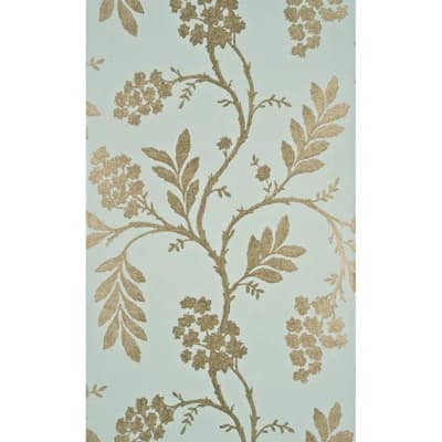 Oleander Wallpaper Roll — Aqua,Bronze
