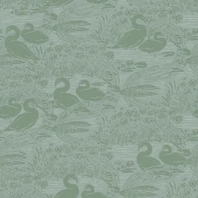 Laura Ashley Swans Dove Grey Wallpaper — Jade Green