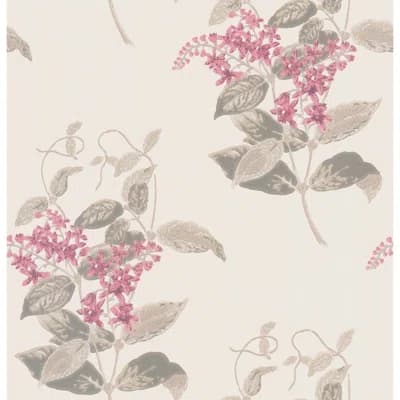 Madras Violet Floral Non-Pasted Wallpaper Roll — Pink,Beige
