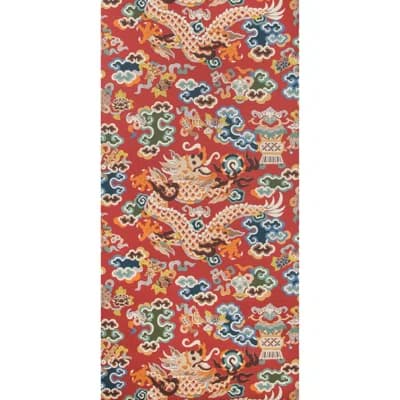 Summer Palace Ming Dragon 33' L x 27.5" W Wallpaper Roll — Claret