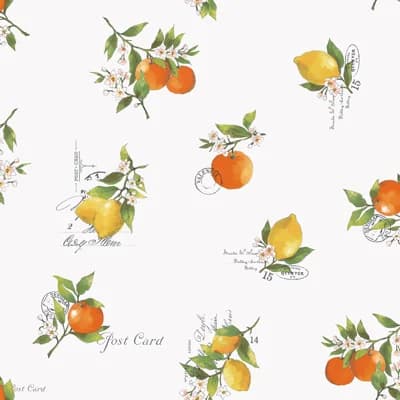 Just Kitchens Citrus Toss Leaf 33' L x 21" W Wallpaper Roll — White,Orange,Yellow
