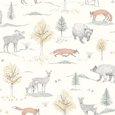 Boråstapeter Up North Wallpaper — Ivory,Black,Orange