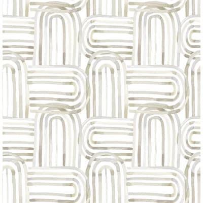Lolly Blue Arches Wallpaper — Beige