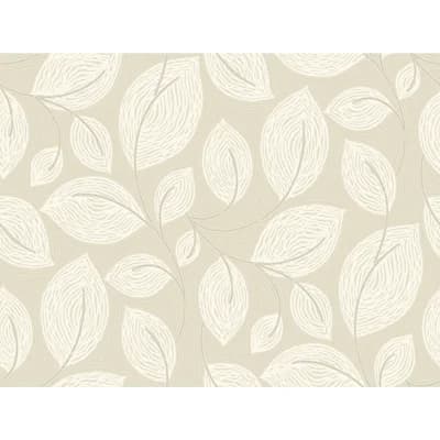 Contoured Leaves Floral Vinyl Non-Pasted Wallpaper Roll — Sand