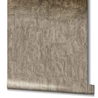 Earth Collection Textured Bark Sheen Wallpaper Roll — Brown