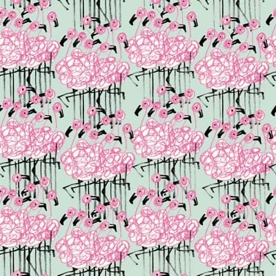 Flamingo Jam 33' L x 20.5" W  Wallpaper Roll — Pink;Mint
