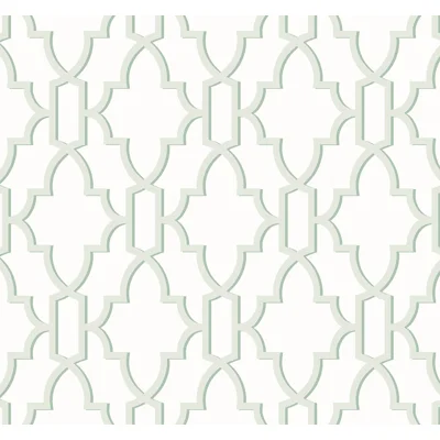Luxe Haven Coastal Lattice 18' L x 27" W Smooth Peel and Stick Wallpaper Roll — Seaglass
