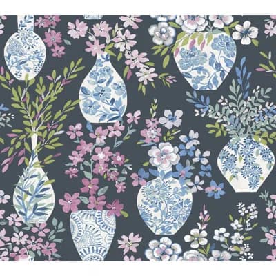 Richerson Floral Non-Pasted Wallpaper Double Roll — Purple