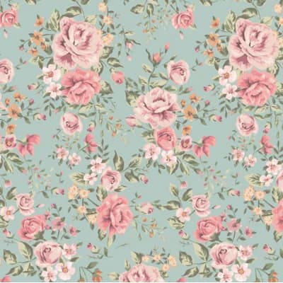 Floral Matte Wall Mural — Green;Pink