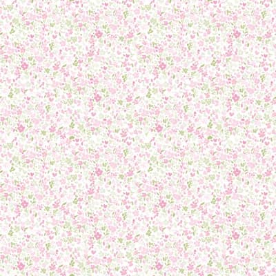 Small Prints Mini Mod Floral 33' L x 21" W Wallpaper Roll — Pink,Green,White