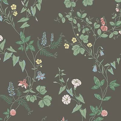Boråstapeter Midsummers Eve Wallpaper — Charcoal,Green