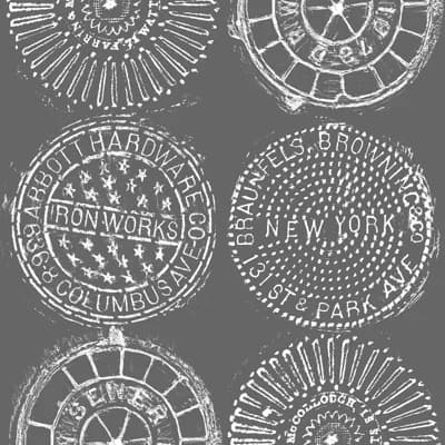 NYC Manhole — White,Charcoal