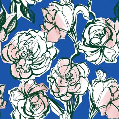 Floral Wash 33' L x 20.5" W Wallpaper Roll — Blue