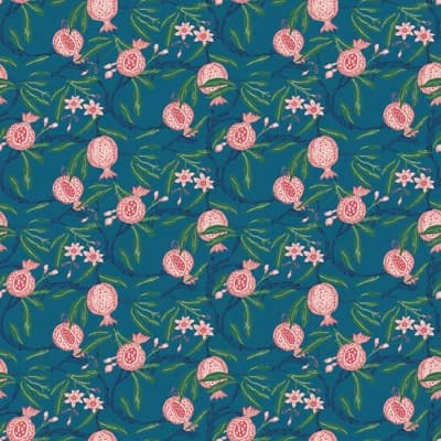 Granadas Floral Wallpaper Roll — Azul,Noche