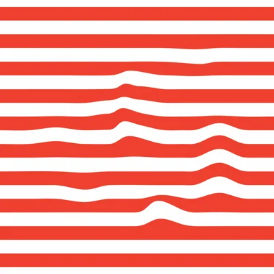 Warped Horizontal Stripe Wallpaper — Red,White