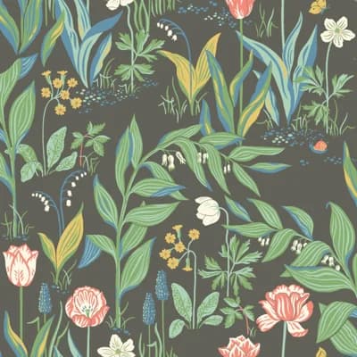 Boråstapeter Spring Garden Wallpaper — Black,Green