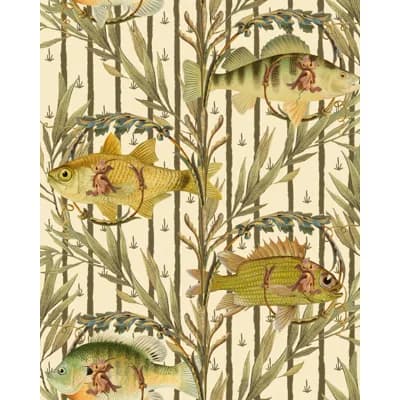 Satin and Matte Wallpaper Roll — Green;Beige;Yellow;Cream