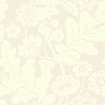 Floral Non-Pasted Metallic Wallpaper Double Roll — White