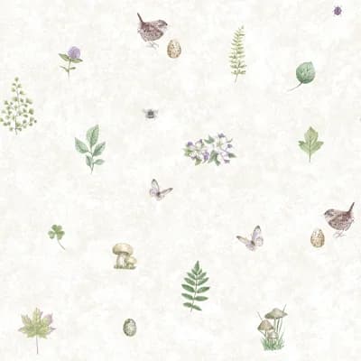 Just Kitchens Meadow Spot Design 33' L x 21" W Wallpaper Roll — Beige,Green,Lilac
