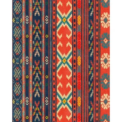 Transylvanian Roots Geometric Non-Pasted Matte Wallpaper Roll — Red,Blue,Yellow