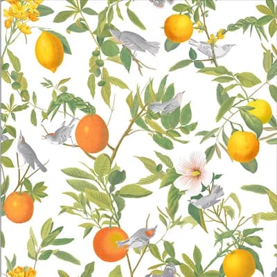 Floral Non-Pasted Matte Wallpaper Double Roll — White