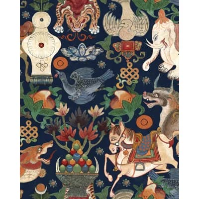 Woodstock Lifestyle Non-Pasted Satin and Matte Wall Mural — Green,Indigo,Orange,Red