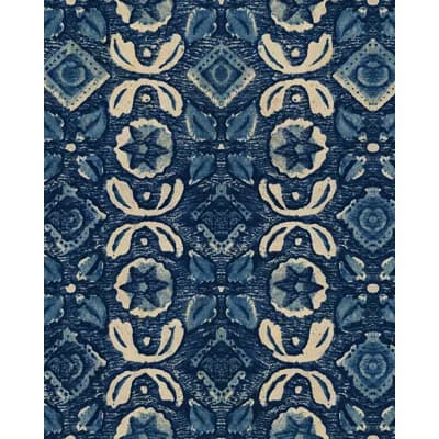 Woodstock Lifestyle Floral Non-Pasted Satin and Matte Wallpaper Roll — Indigo,Taupe
